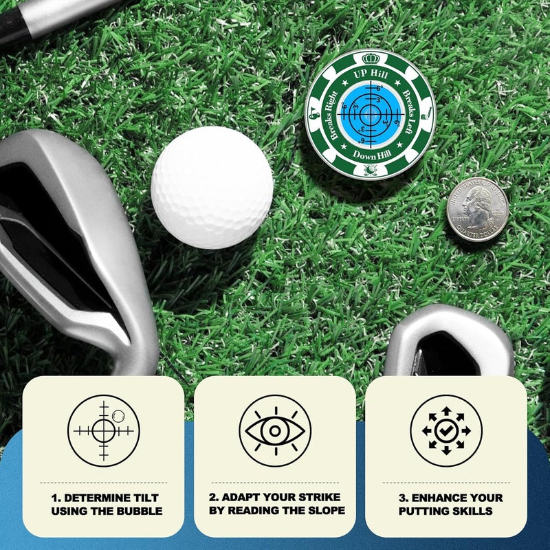 Tsocent Golf Green Reader, 2 Pack Ball Marker for Putting Green with High Precision Horizontal Bubble, Golf Accessories Putt Aid Tool with Hat Clip, Present for Men Women - Image 5